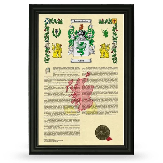 Olien Armorial History Framed - Black