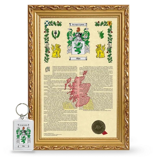 Olyn Framed Armorial History and Keychain - Gold