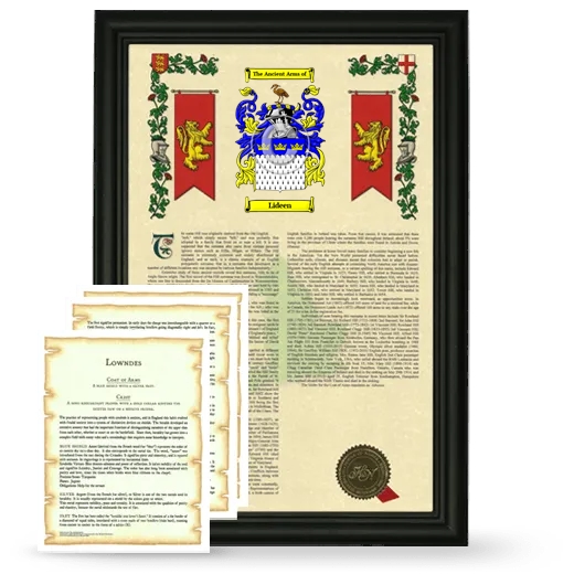 Lideen Framed Armorial History and Symbolism - Black
