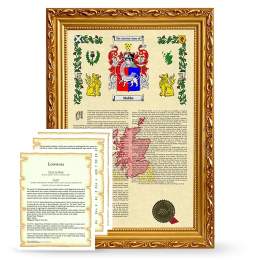 Mabbe Framed Armorial History and Symbolism - Gold