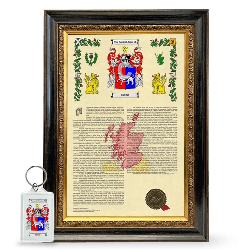 Mabie Framed Armorial History and Keychain - Heirloom