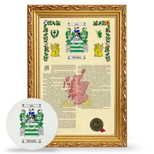 McCaskey Framed Armorial History and Mouse Pad - Gold