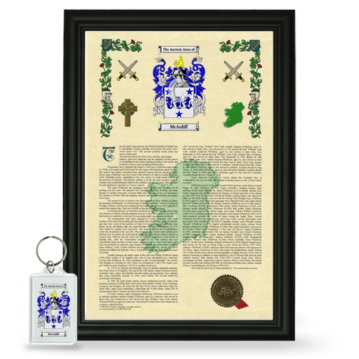 McAuliff Framed Armorial History and Keychain - Black