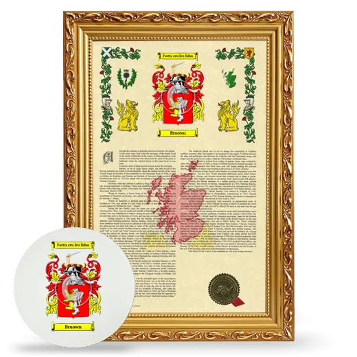 Bruown Framed Armorial History and Mouse Pad - Gold