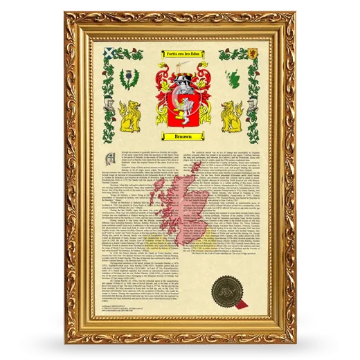 Bruown Armorial History Framed - Gold