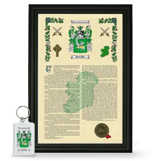 MacCaffry Framed Armorial History and Keychain - Black