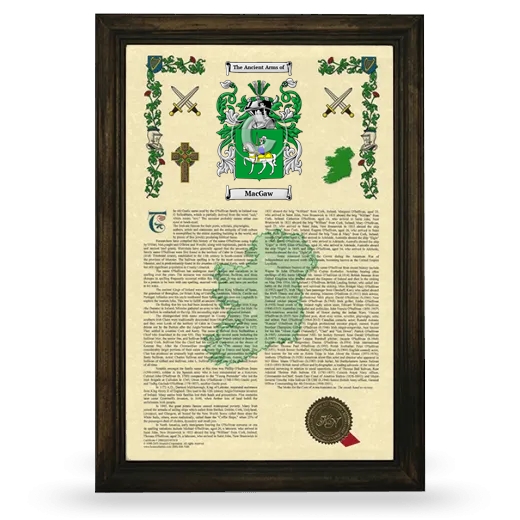 MacGaw Armorial History Framed - Brown