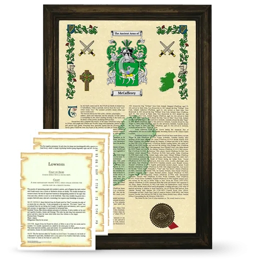 McCafferey Framed Armorial History and Symbolism - Brown