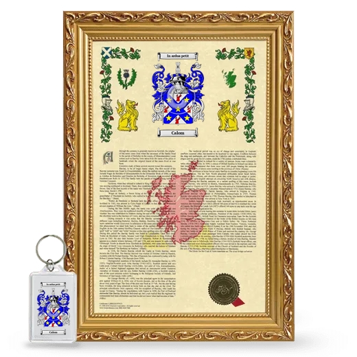 Calom Framed Armorial History and Keychain - Gold