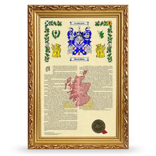 MacCullem Armorial History Framed - Gold