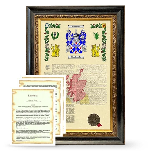 McAlloombe Framed Armorial History and Symbolism - Heirloom