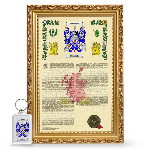 McCollolm Framed Armorial History and Keychain - Gold