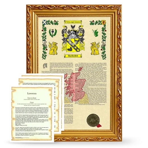 MacKerlich Framed Armorial History and Symbolism - Gold