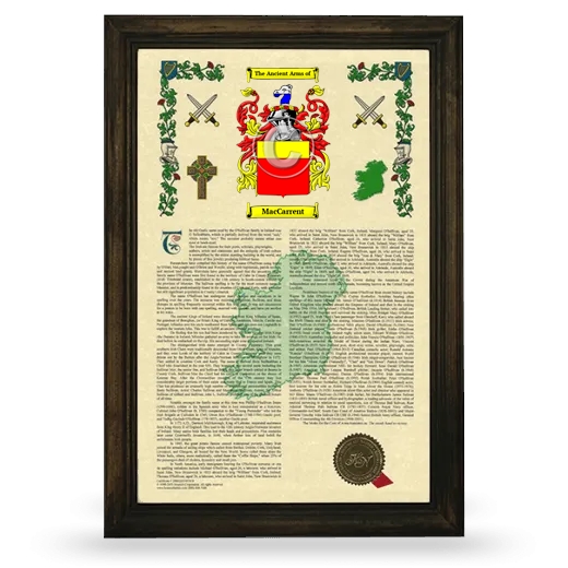 MacCarrent Armorial History Framed - Brown