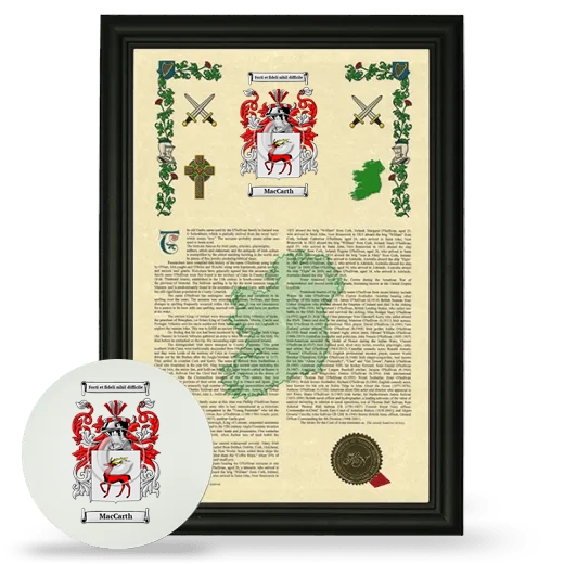 MacCarth Framed Armorial History and Mouse Pad - Black