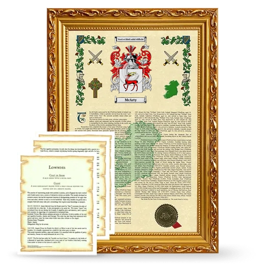 McArty Framed Armorial History and Symbolism - Gold