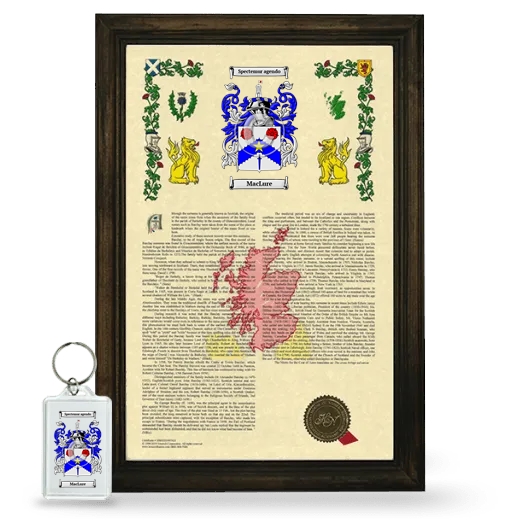 MacLure Framed Armorial History and Keychain - Brown