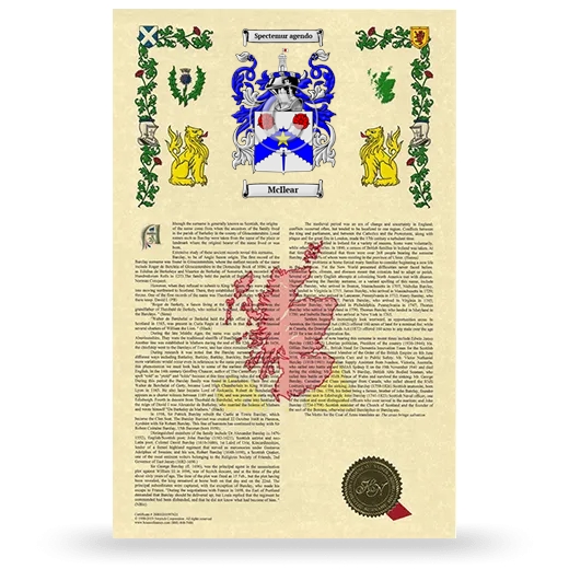 McIlear Armorial History with Coat of Arms