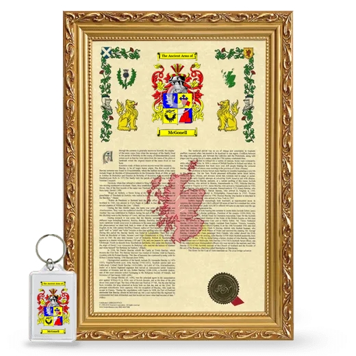 McGonell Framed Armorial History and Keychain - Gold