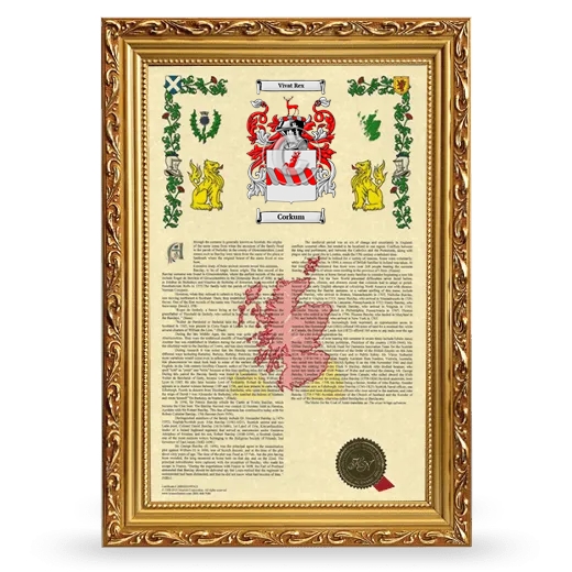 Corkum Armorial History Framed - Gold