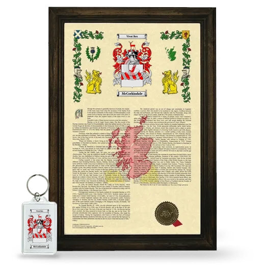 McCorkindale Framed Armorial History and Keychain - Brown