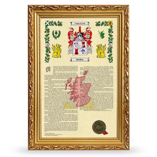 Rackan Armorial History Framed - Gold