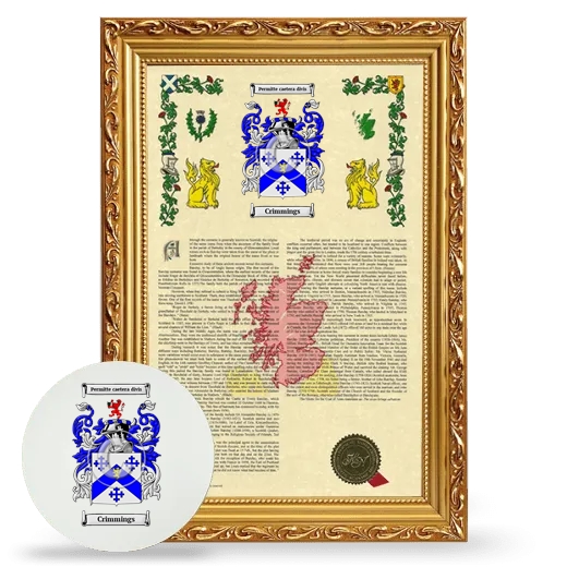 Crimmings Framed Armorial History and Mouse Pad - Gold