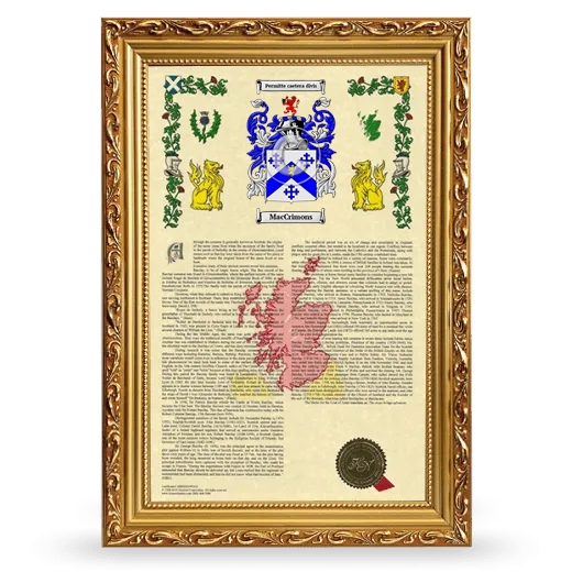 MacCrimons Armorial History Framed - Gold