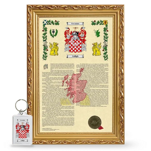 Culligh Framed Armorial History and Keychain - Gold