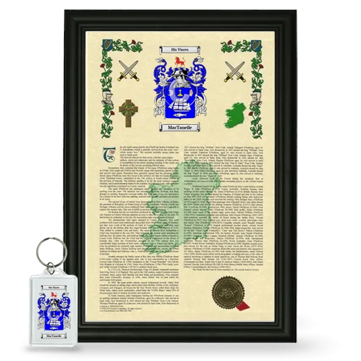 MacTaneile Framed Armorial History and Keychain - Black