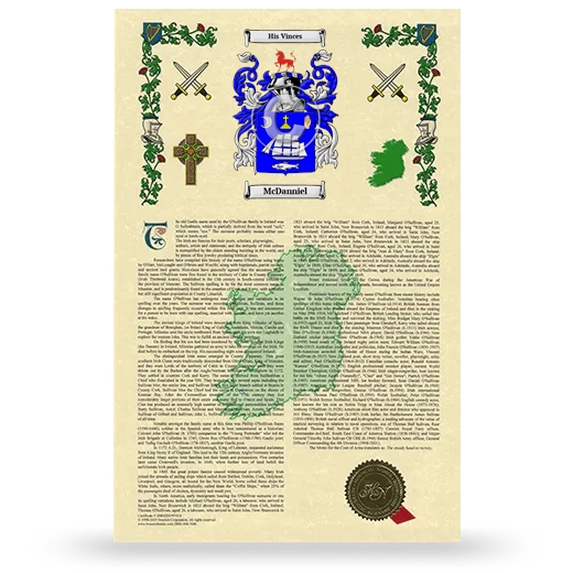 McDanniel Armorial History with Coat of Arms