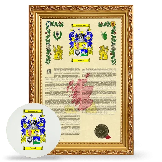 Tanell Framed Armorial History and Mouse Pad - Gold