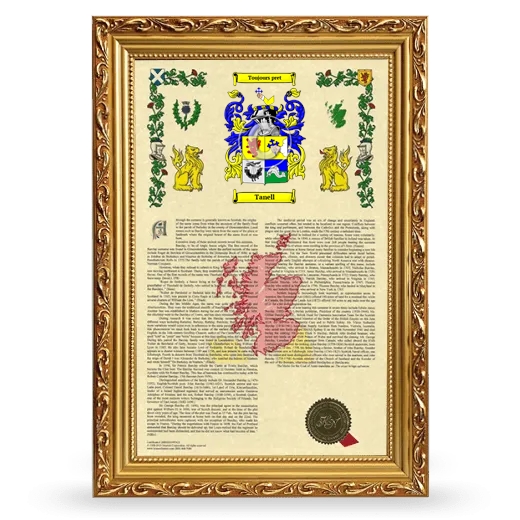 Tanell Armorial History Framed - Gold