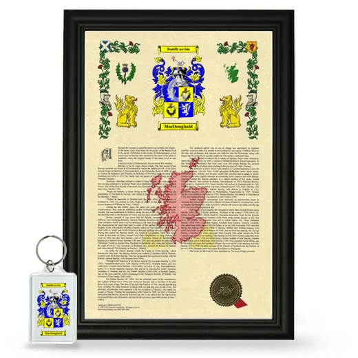 MacDoughald Framed Armorial History and Keychain - Black