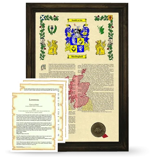 MacDughall Framed Armorial History and Symbolism - Brown