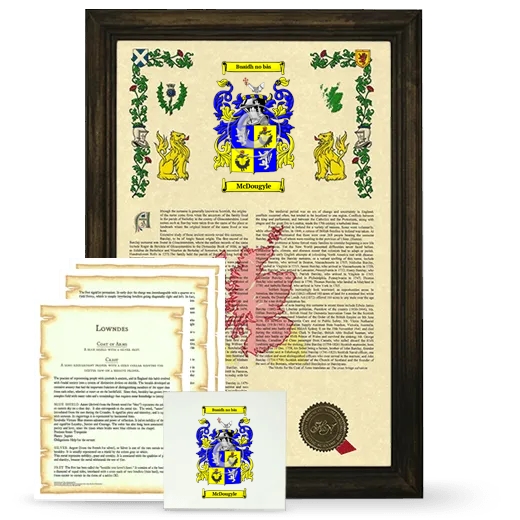 McDougyle Framed Armorial, Symbolism and Large Tile - Brown