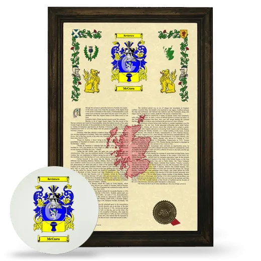 McCuen Framed Armorial History and Mouse Pad - Brown