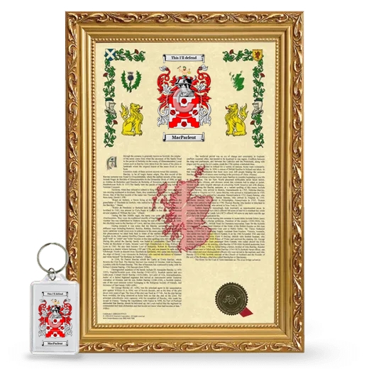 MacParlent Framed Armorial History and Keychain - Gold