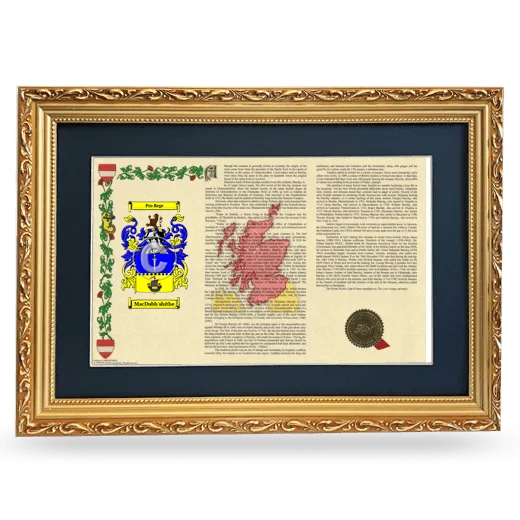 MacDubh'shithe Deluxe Armorial Landscape Framed - Gold