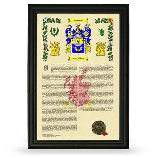 MacGillivry Armorial History Framed - Black