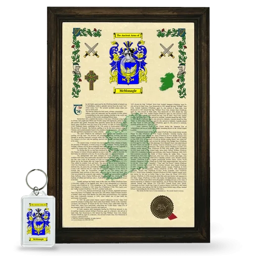 McMonagle Framed Armorial History and Keychain - Brown