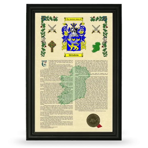 McGoferin Armorial History Framed - Black