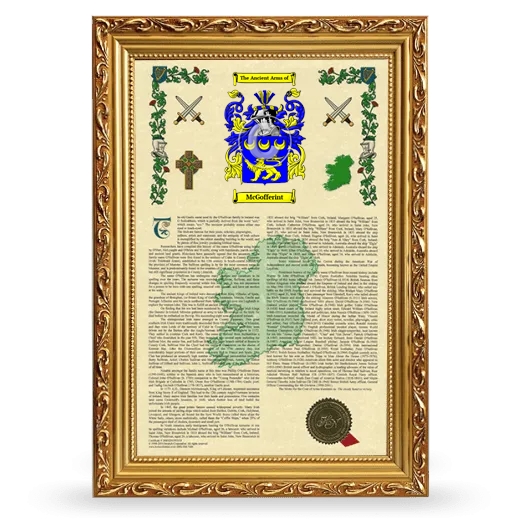 McGofferint Armorial History Framed - Gold
