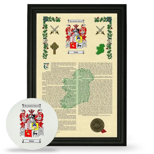 Graw Framed Armorial History and Mouse Pad - Black