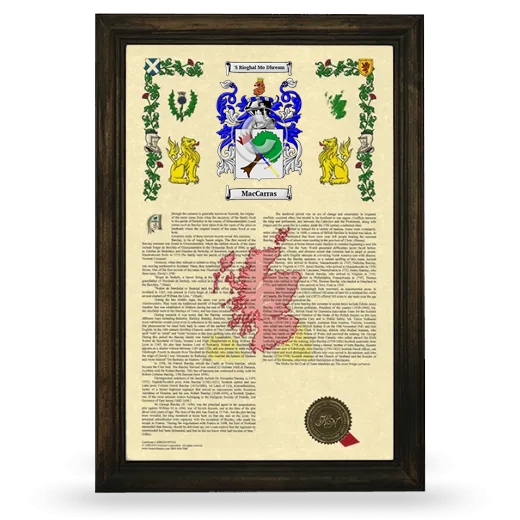 MacCarras Armorial History Framed - Brown