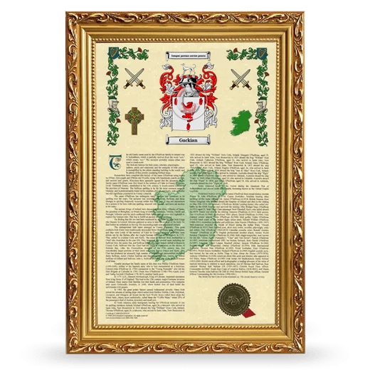 Guckian Armorial History Framed - Gold