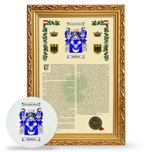 Machotta Framed Armorial History and Mouse Pad - Gold