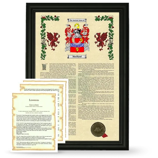 MacHynd Framed Armorial History and Symbolism - Black