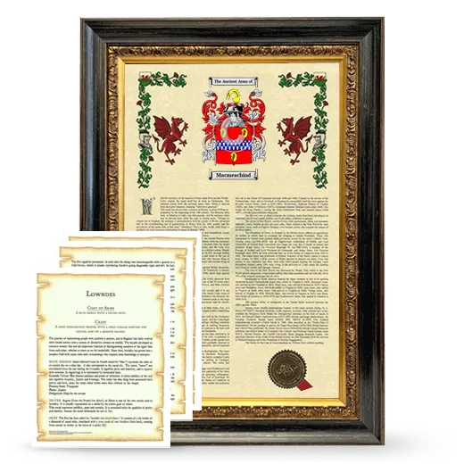Macmeachind Framed Armorial History and Symbolism - Heirloom
