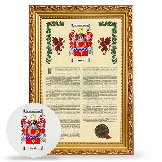 Meckly Framed Armorial History and Mouse Pad - Gold